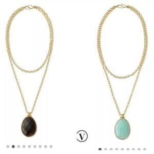 NWOT Stella and Dot Reversible Sanibel Pendant Necklace, Gold, with box